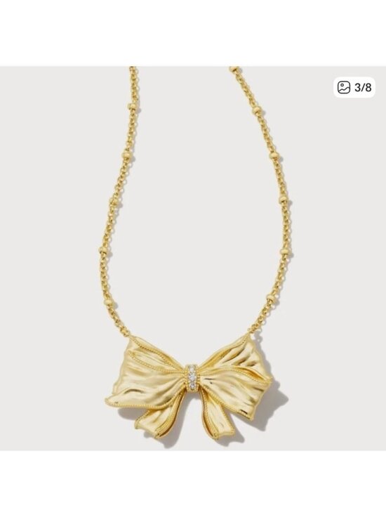 Kendra Scott Jewelry - Kendra Scott x LoveShackFancy NIB Gold Bow Statement Necklace With Pink Dust Bag